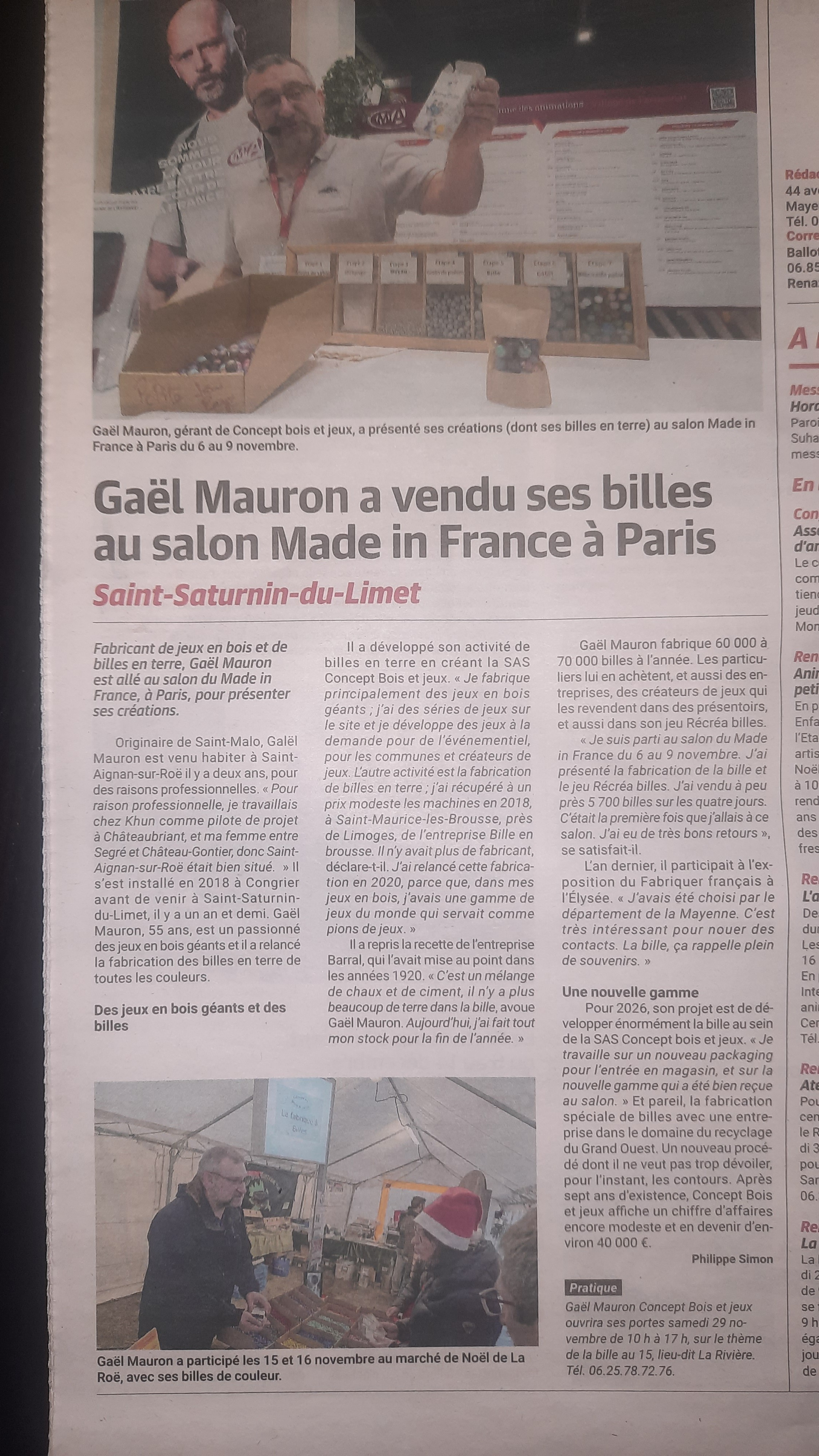 Un bel article dans le Haut Anjou